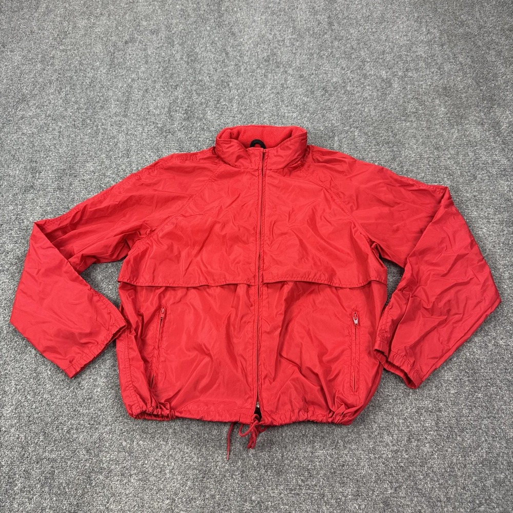 Vintage Eddie Bauer Jacket Mens XL Red Nylon Hooded Mesh Lined Windbreaker